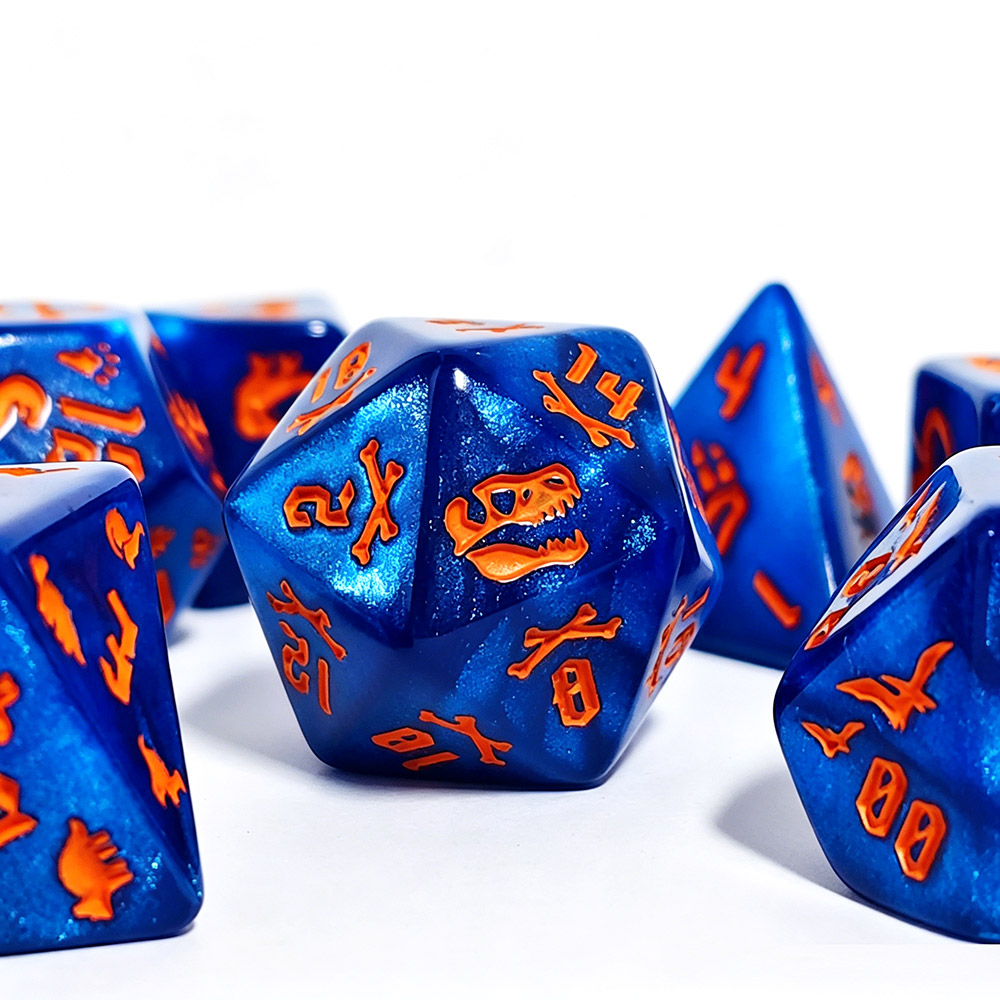 7 Buah Set Dadu Berukir Dinosa - Dice Set Polyhedral ulasan dan harga
