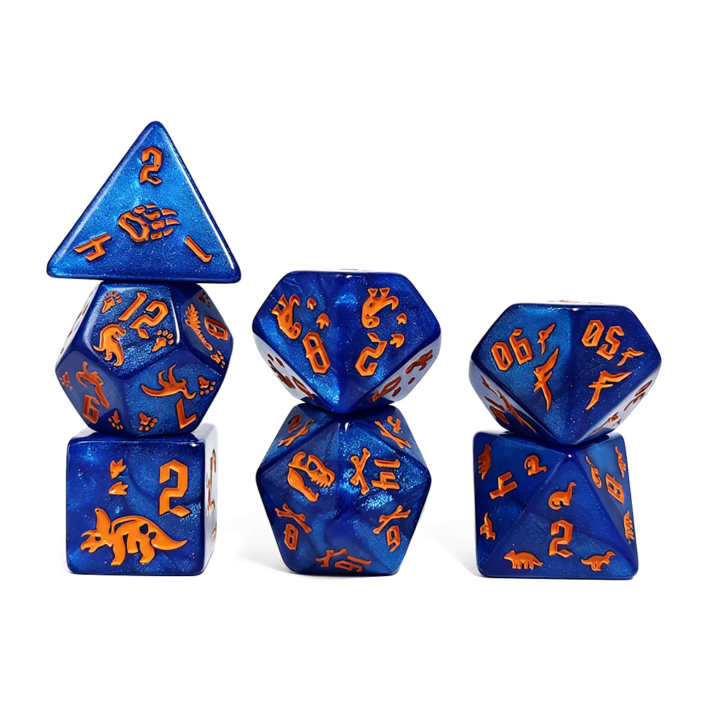 7 Buah Set Dadu Berukir Dinosa - Dice Set Polyhedral ulasan dan harga