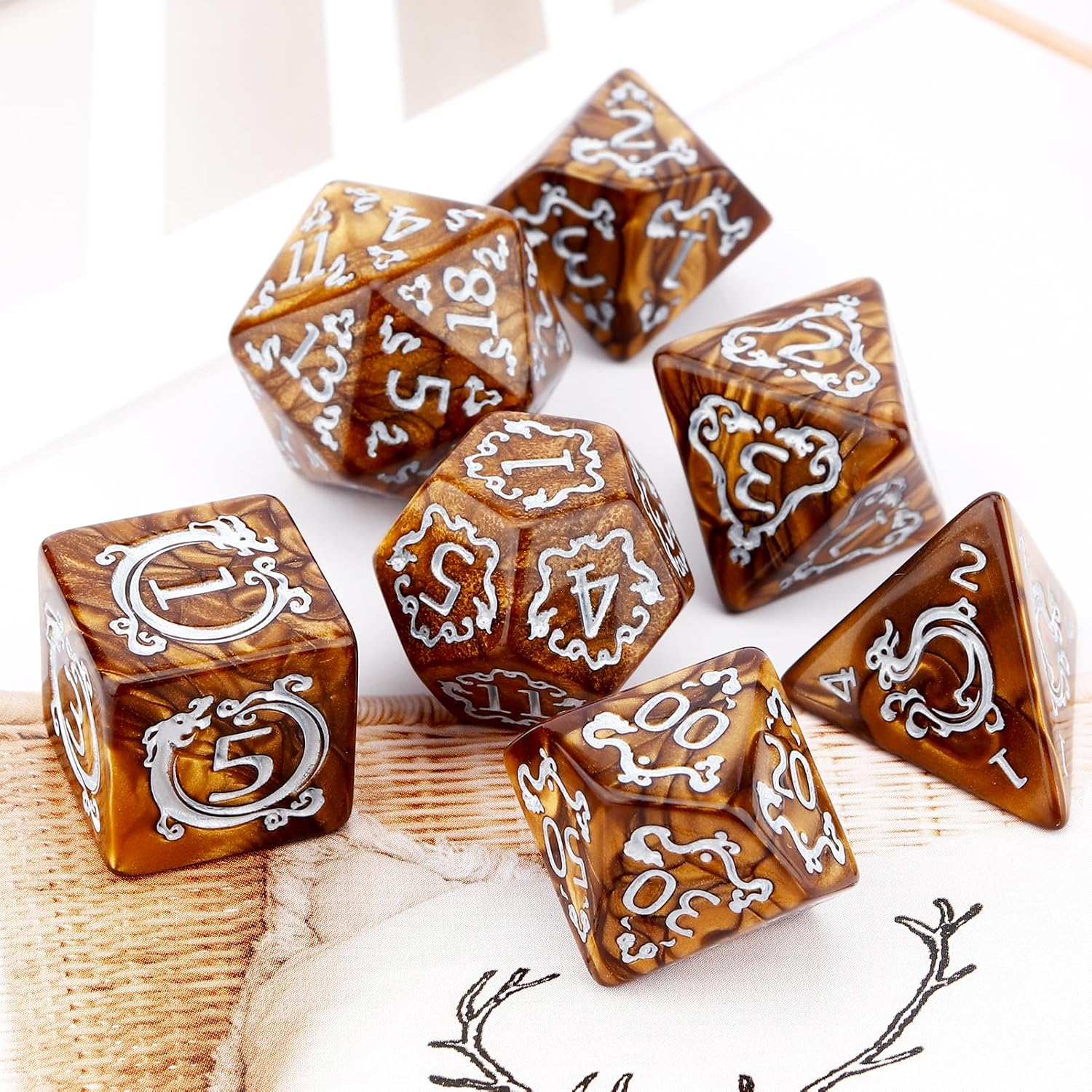 7 Buah Set Dadu DND Pola Naga  - Dice Set Polyhedral ulasan dan harga