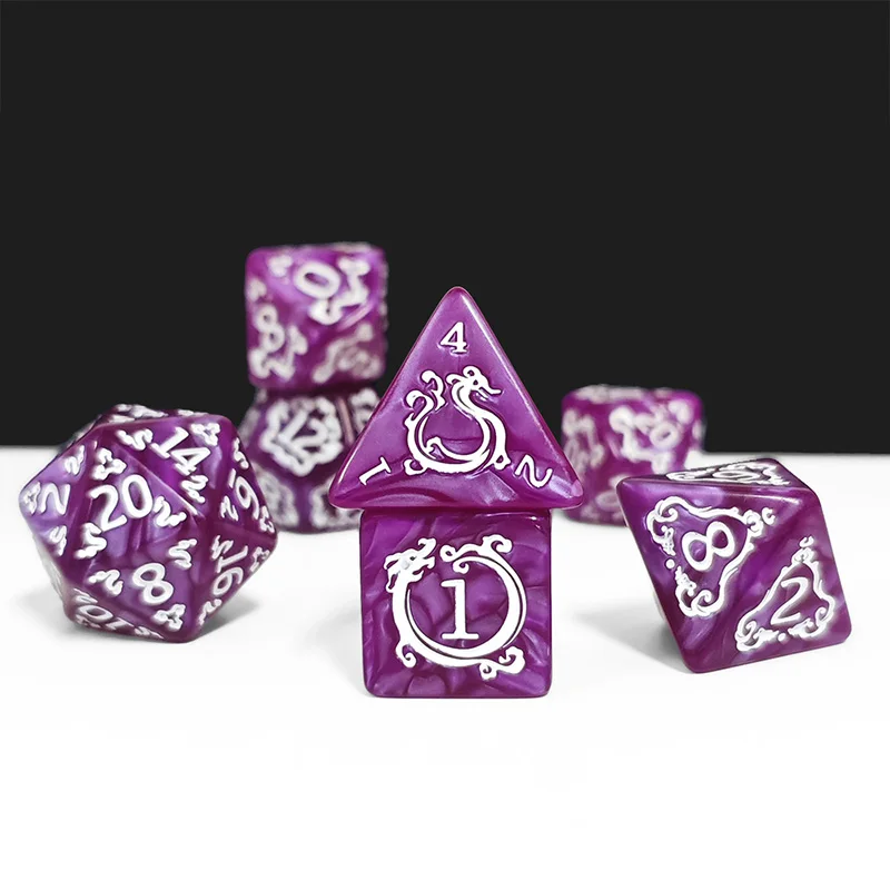 7 Buah Set Dadu DND Pola Naga  - Dice Set Polyhedral ulasan dan harga